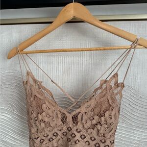 Lace Spaghetti Strap Top in Taupe